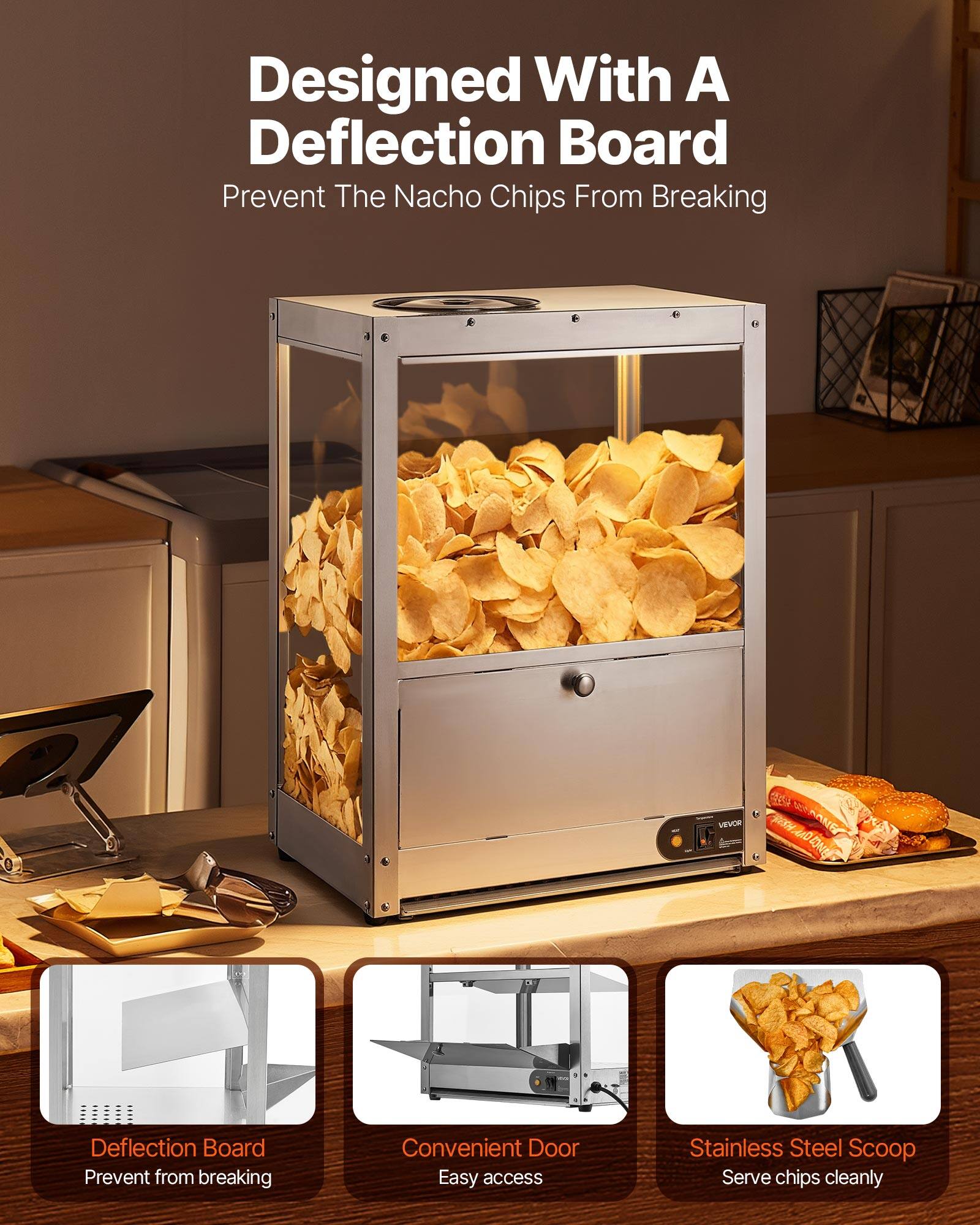 VEVOR Commercial Nacho Chip Warmer, 85QT Chip Warmer Machine with ...