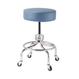 Viva Comfort - Office Stool with Circular Foot Ring, Antimicrobial Upholstery, 250lb Capacity, Pneumatic Height Control - Blue