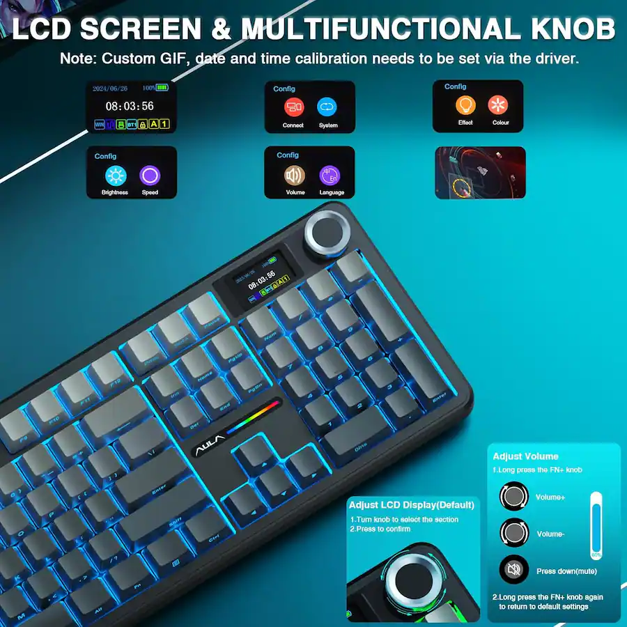 Alua F108 Pro Layout AULA F108 Pro, 104 Key Wireless Hot Swappable Mechanical Gaming ...