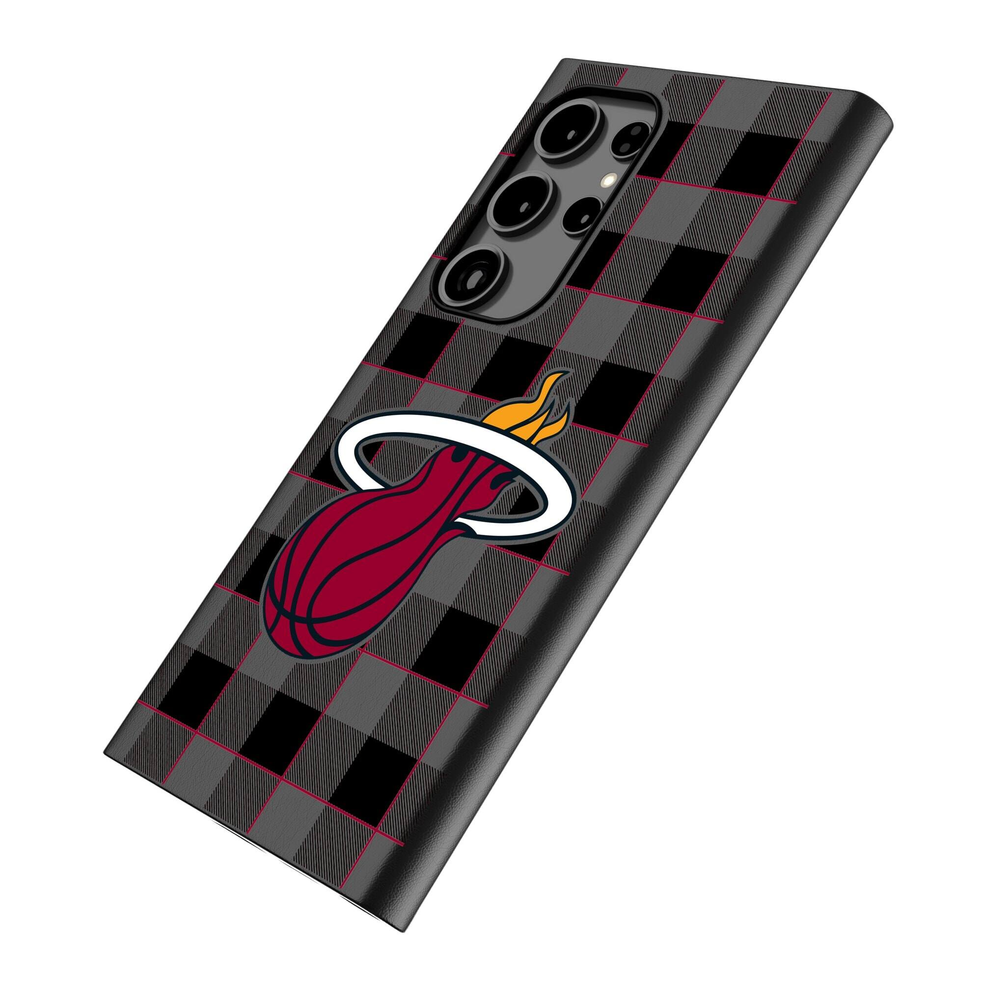 Alt View 1. Keyscaper - Miami Heat Plaid Galaxy Magnetic Bump Case - S25 - Black.