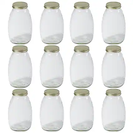 Front. Little Giant - Little Giant 32 Ounce Beekeeping Honey Glass Skep Jar w/ Airtight Lid (12 Pack) - Clear.