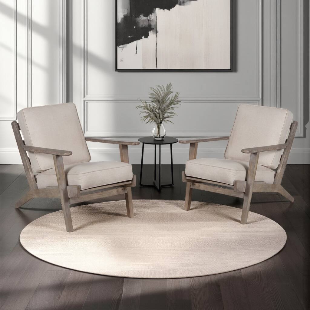 Alt View 10. Manhattan Lane - Amber Accent Chair, Beige Fabric Cushions, Angled Legs - Washed Gray, Beige.