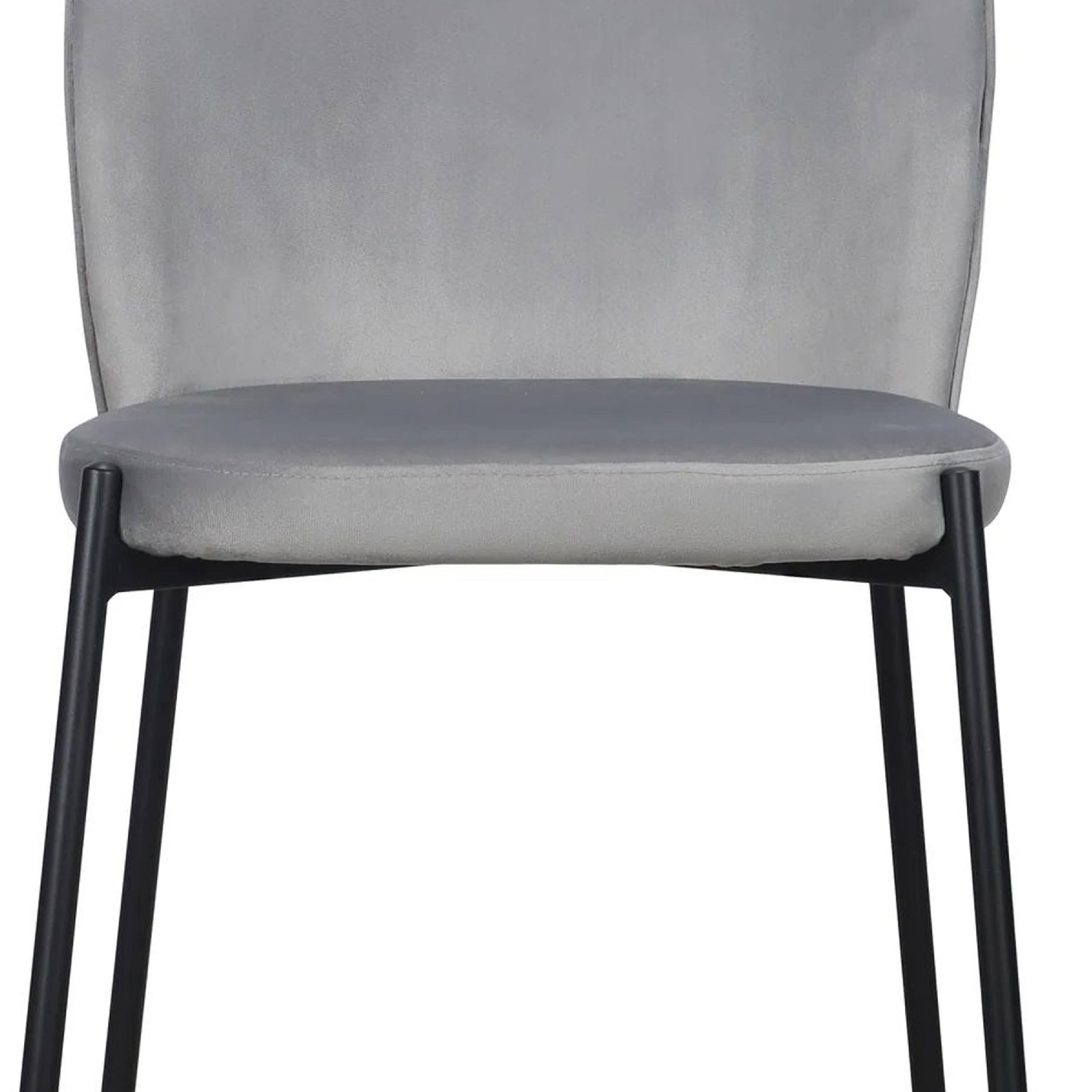Left. Manhattan Lane - Dining Chair Set of 2, Classic  Fabric with Sleek  Metal Legs - Gray, Black.