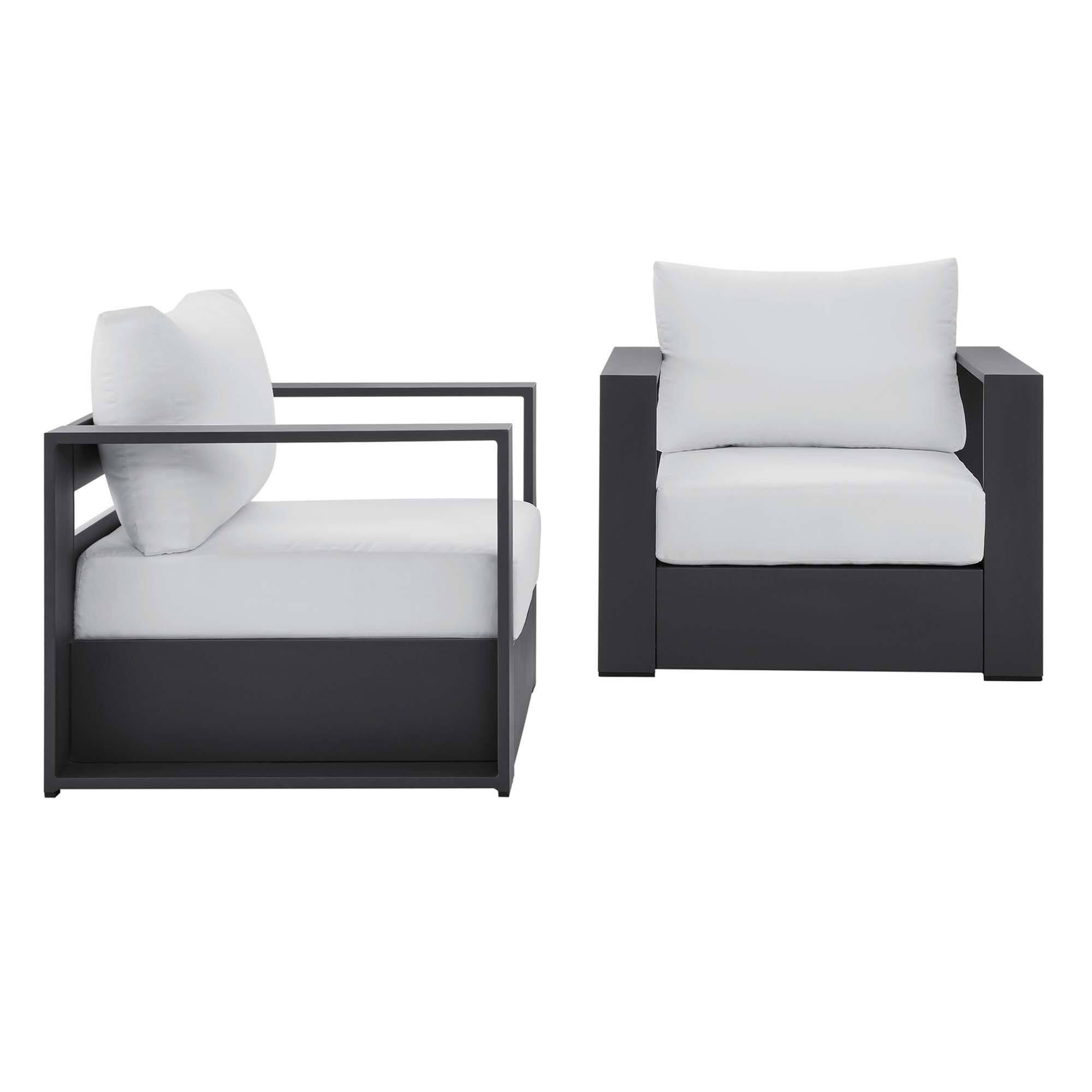 Left. Modway - Tahoe 2-Piece Outdoor Patio Powder-Coated Aluminum Armchair Set by Modway - Gray White.