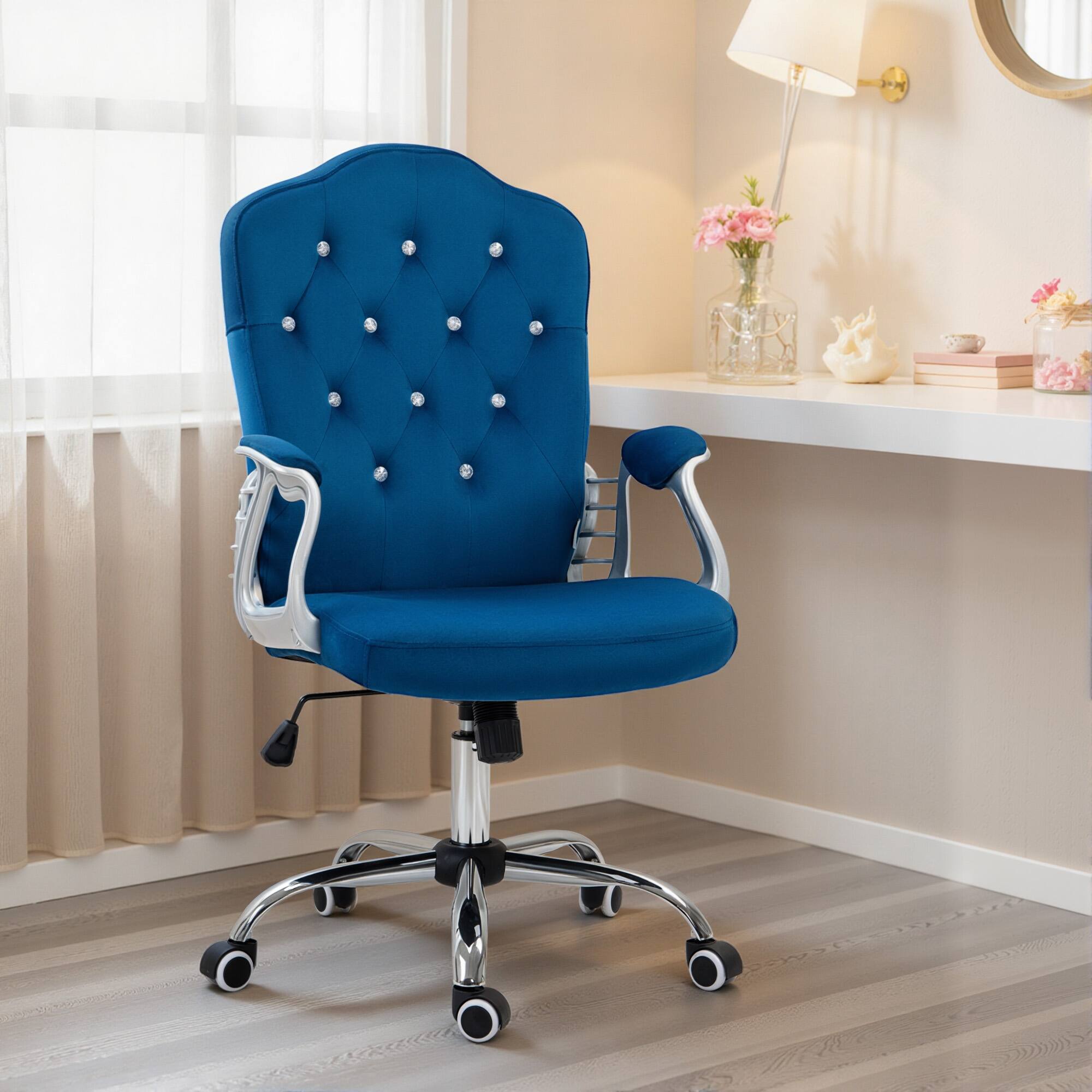Alt View 8. Vinsetto - Office Chair Desk Chair with 360 Degree Swivel Wheels Adjustable Height Tilt Function - Blue.