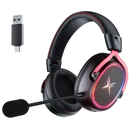 Front. VEAT00L - TAGRY K3 Wireless Gaming Headset: 2.4GHz/Bluetooth, 7.1 Surround Sound, 70H Playtime, ENC Mic, Over-Ear - Black.