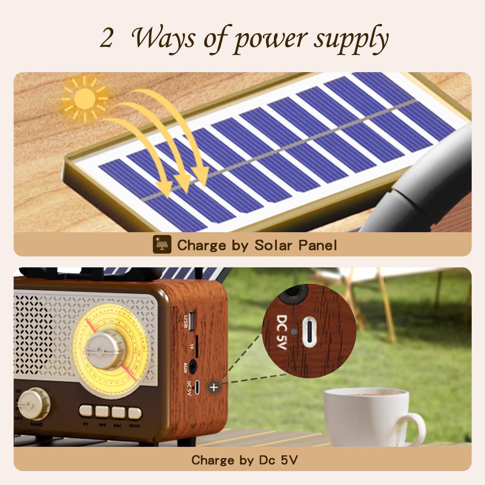 2 Ways of power supply

- Charge by Solar Panel
- Charge by Dc 5V