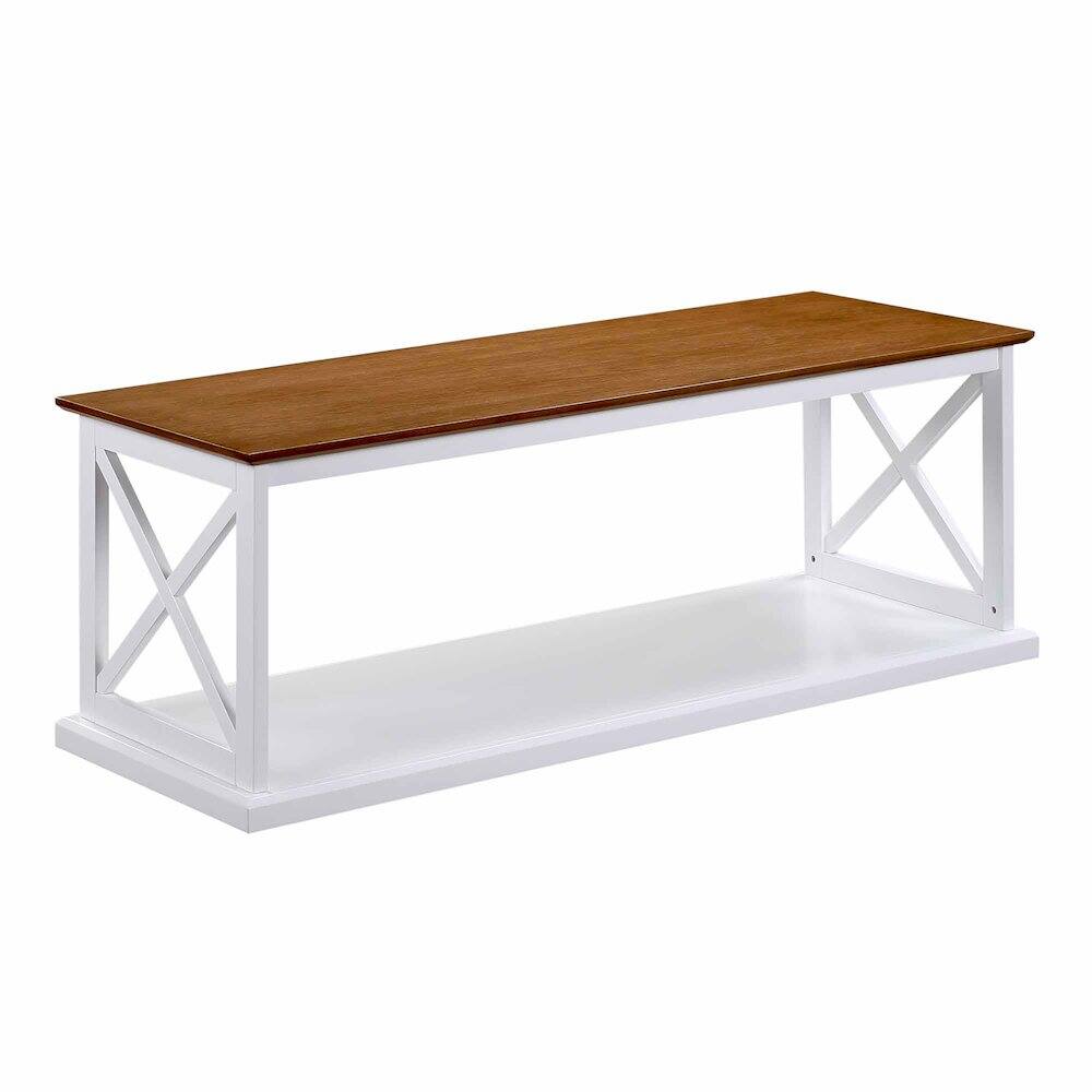 Front. Convenience Concepts - Coventry Coffee Table with Shelf - Driftwood/White.