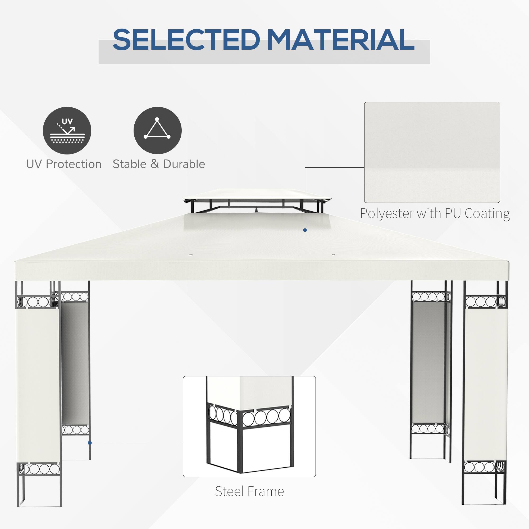 SELECTED MATERIAL

UV Protection
Stable & Durable
Polyester with PU Coating
Steel Frame