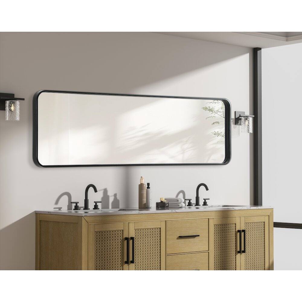 Alt View 2. Elegant Decor - Contour Metal Rectangle Mirror 18x60 in Black - Black.