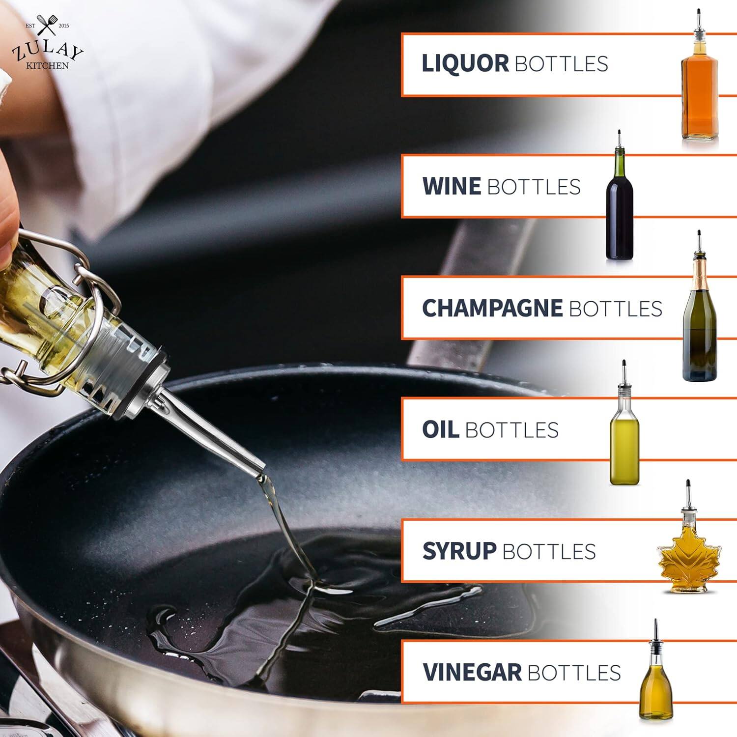 An x an ZULAY KITCHEN LIQUOR BOTTLES WINE BOTTLES CHAMPAGNE BOTTLES OIL BOTTLES SYRUP BOTTLES VINEGAR BOTTLES