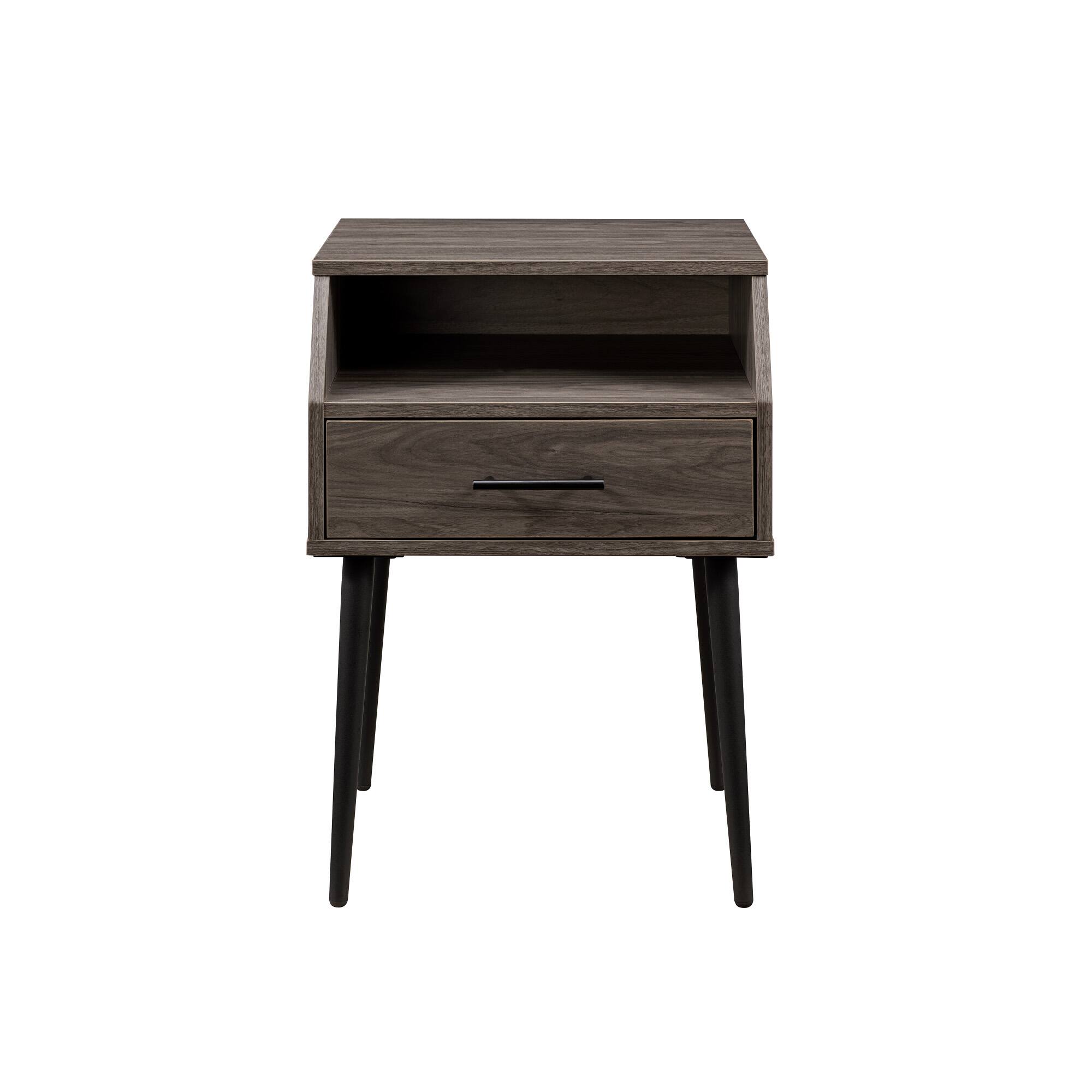 Front Zoom. Walker Edison - Contemporary 1-Drawer Side Table - Slate Grey/Black.
