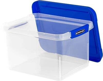 Alt View 3. Bankers Box - Bankers Box Heavy Duty Locking File Totes, Letter/Legal Size, Blue/Clear (0086201) - Blue/Clear.