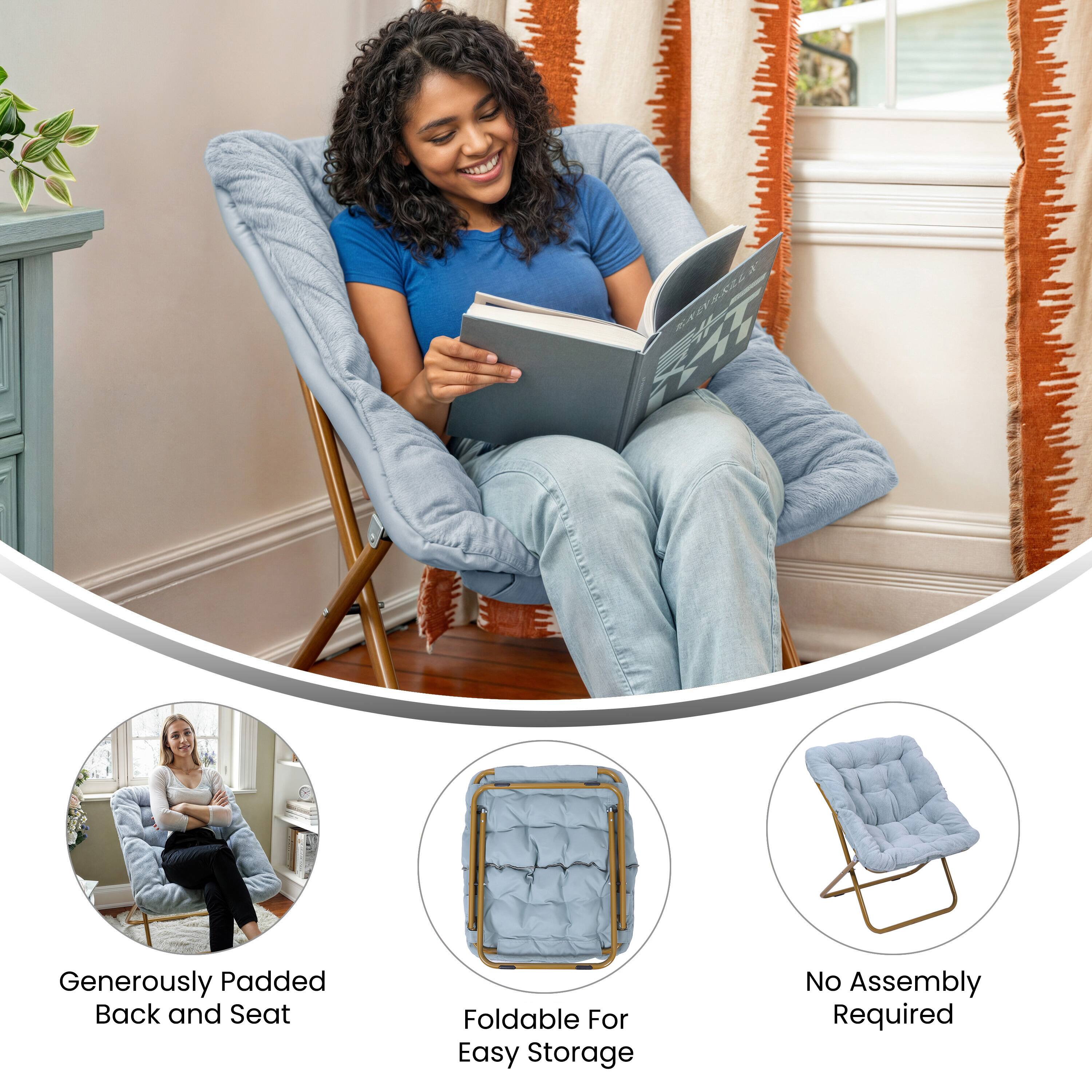 Generously Padded Back and Seat  
Foldable For Easy Storage  
No Assembly Required