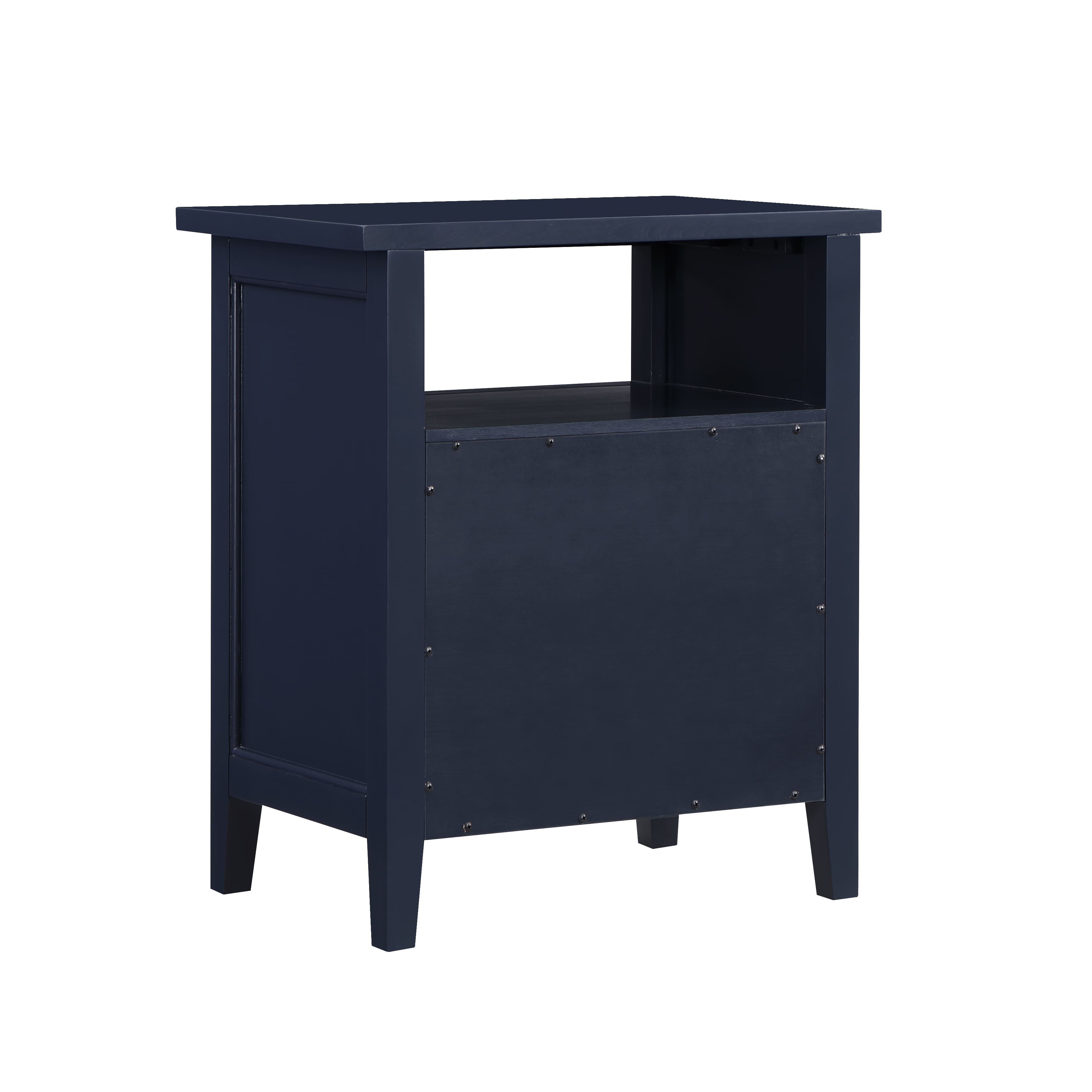 Spaco - 2 Drawer Nightstand, Midnight, Storage Cabinet for Bedroom - Dark Blue