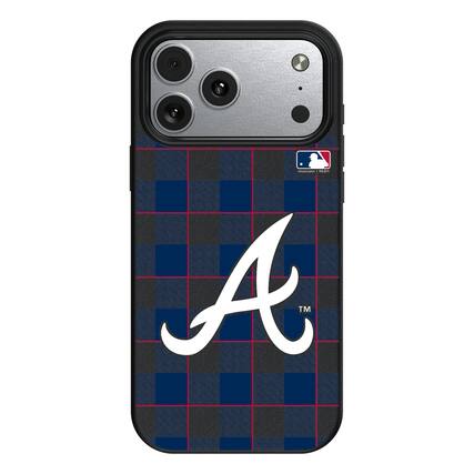 Front. Keyscaper - Atlanta Braves Plaid Magnetic Bump iPhone Case - 17 Pro Max - Black.