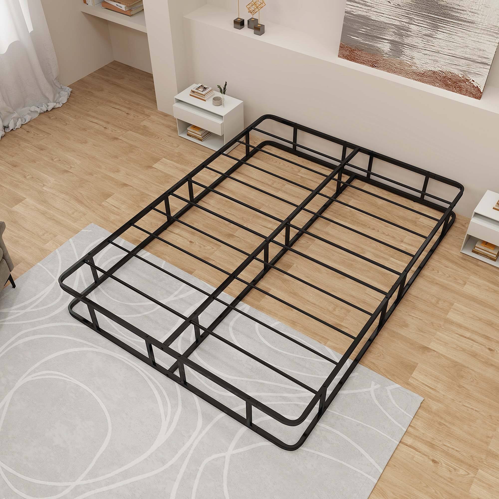 Alt View 8. Costway - Costway Queen Size Metal Platform Bed Frame Mattress Foundation with Slat Support - Black.