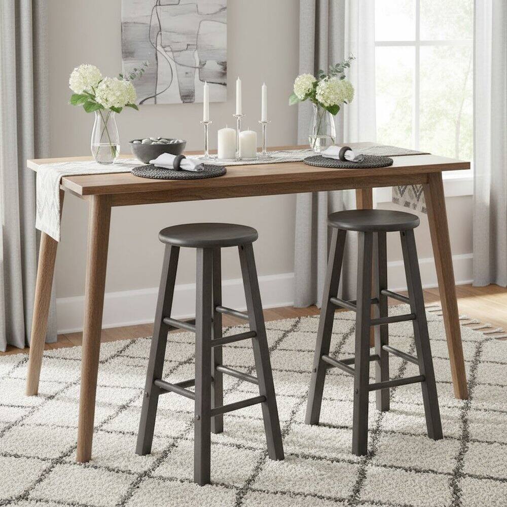 Alt View 3. FurniFact - 2-PC Bar Stool Set - Oyster Gray.