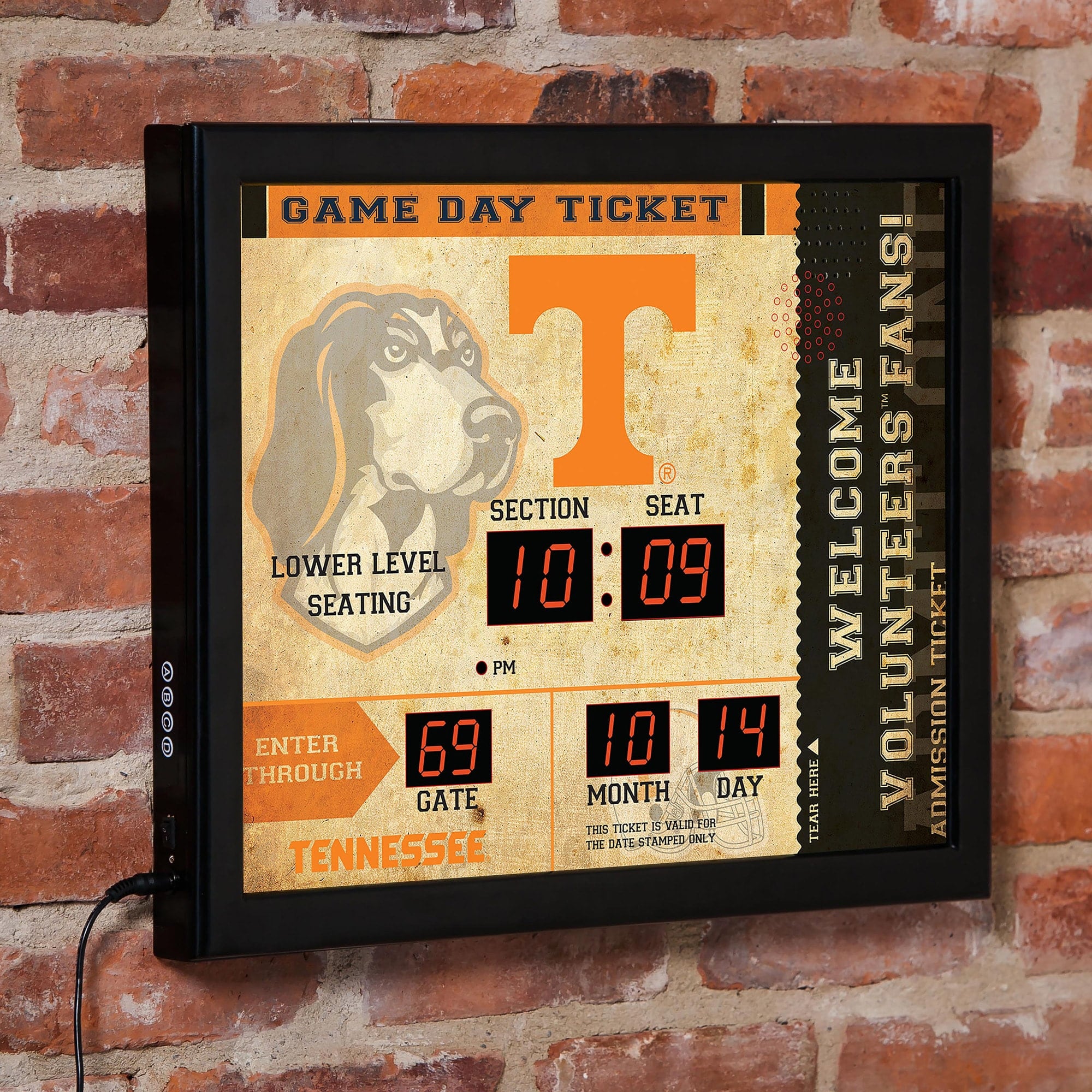 Evergreen Enterprises - Tennessee Volunteers 15" x 19" Bluetooth Scoreboard Wall Clock - Brown