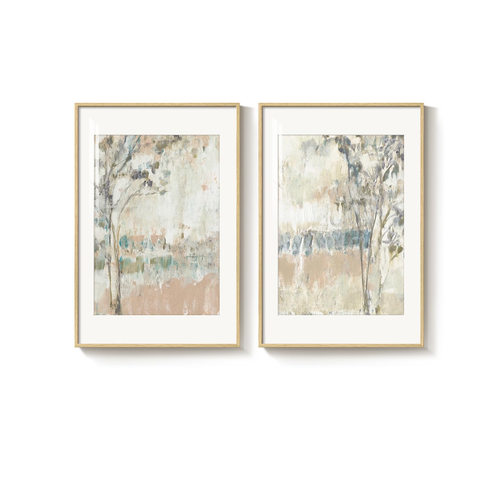 Alt View 7. Hirose Alice - Framed Neutral Abstract Landscape Wall Art for Bedroom Tree Canvas Large Artwork for Living Room Walls Modern - 2 Piece-Sweet Dream 16" W x 24" H x 2Pcs.