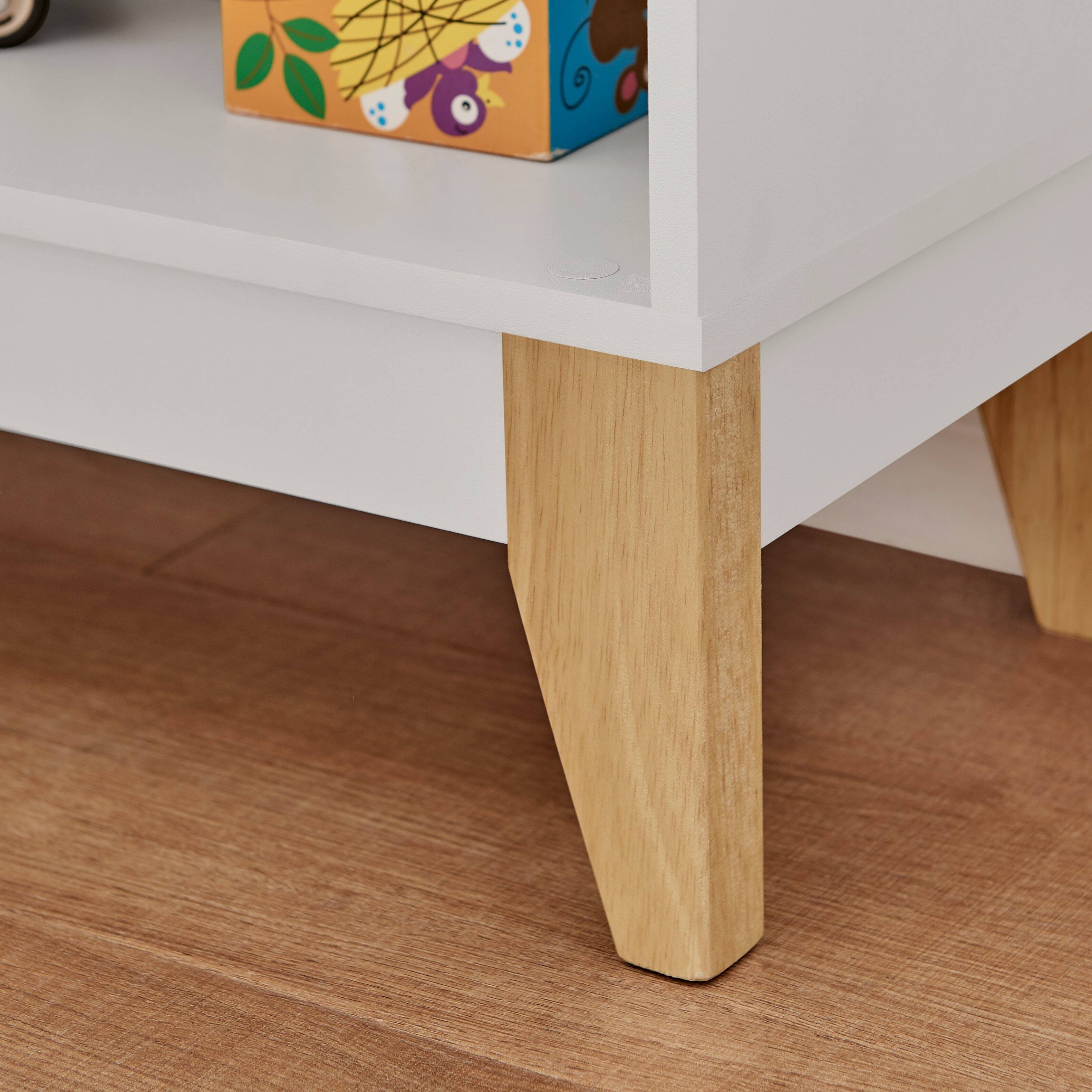 Alt View 6. Danya B - Steiner White 3-Tier Kids Freestanding Bookshelf with Contrasting Wood-Toned Legs - White.