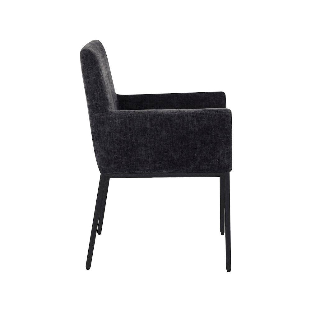 Alt View 3. Meridian Furniture - Reeves Black Chenille Fabric Dining Chair, Set of 2 - Black.