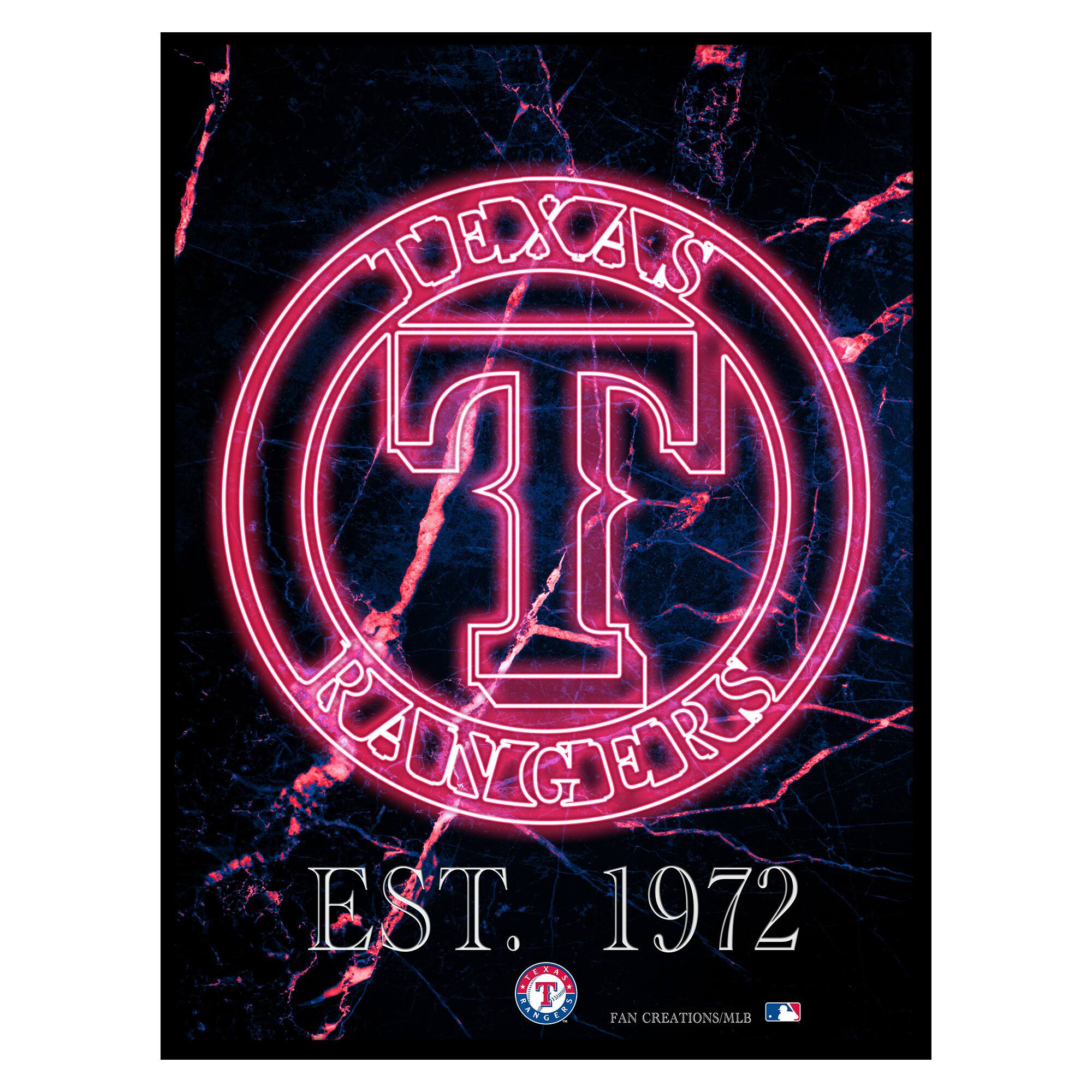 Black Texas Rangers 12'' x 16'' Framed Circle Logo Print