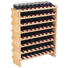 VEVOR - 72 Bottle Upgrade Modular Wine Rack, Continuously Store Pinot Bottles, 8-Tier Bamboo Wood Storage Rack - natural color