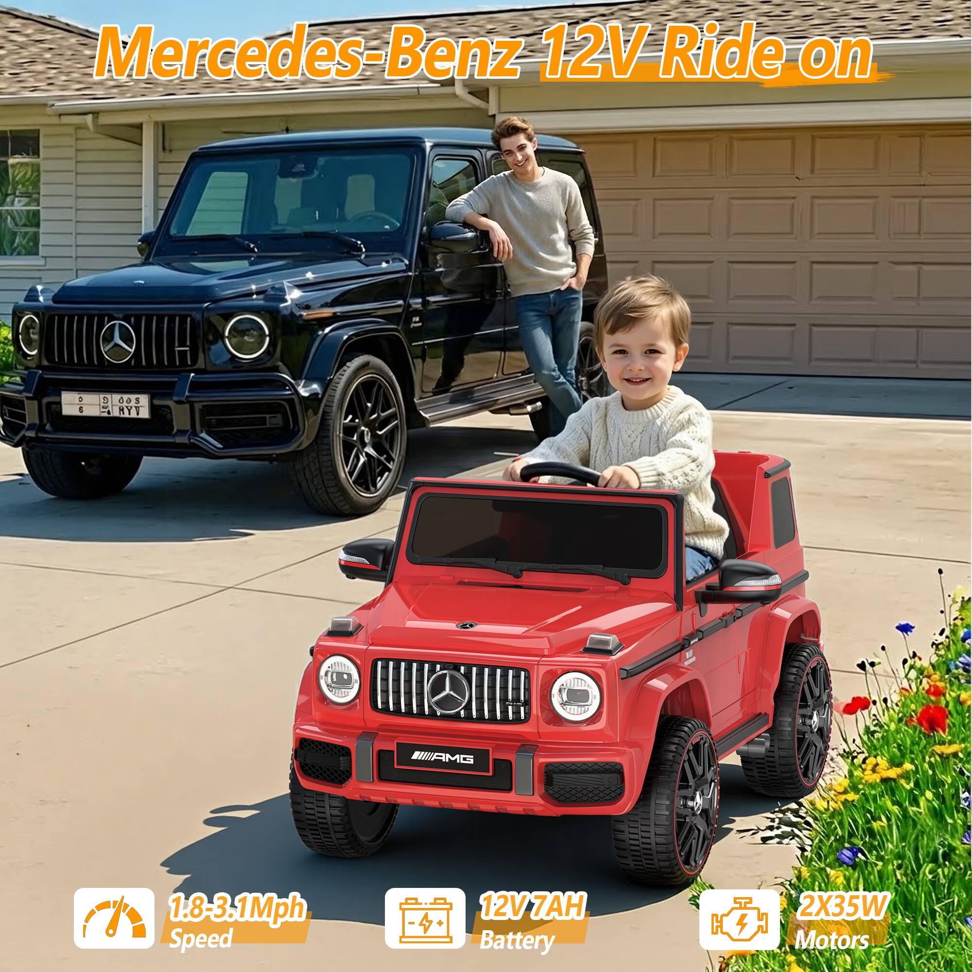 ANPABO 12V Licensed Mercedes Benz G63 Kids Ride On Car with Remote ...