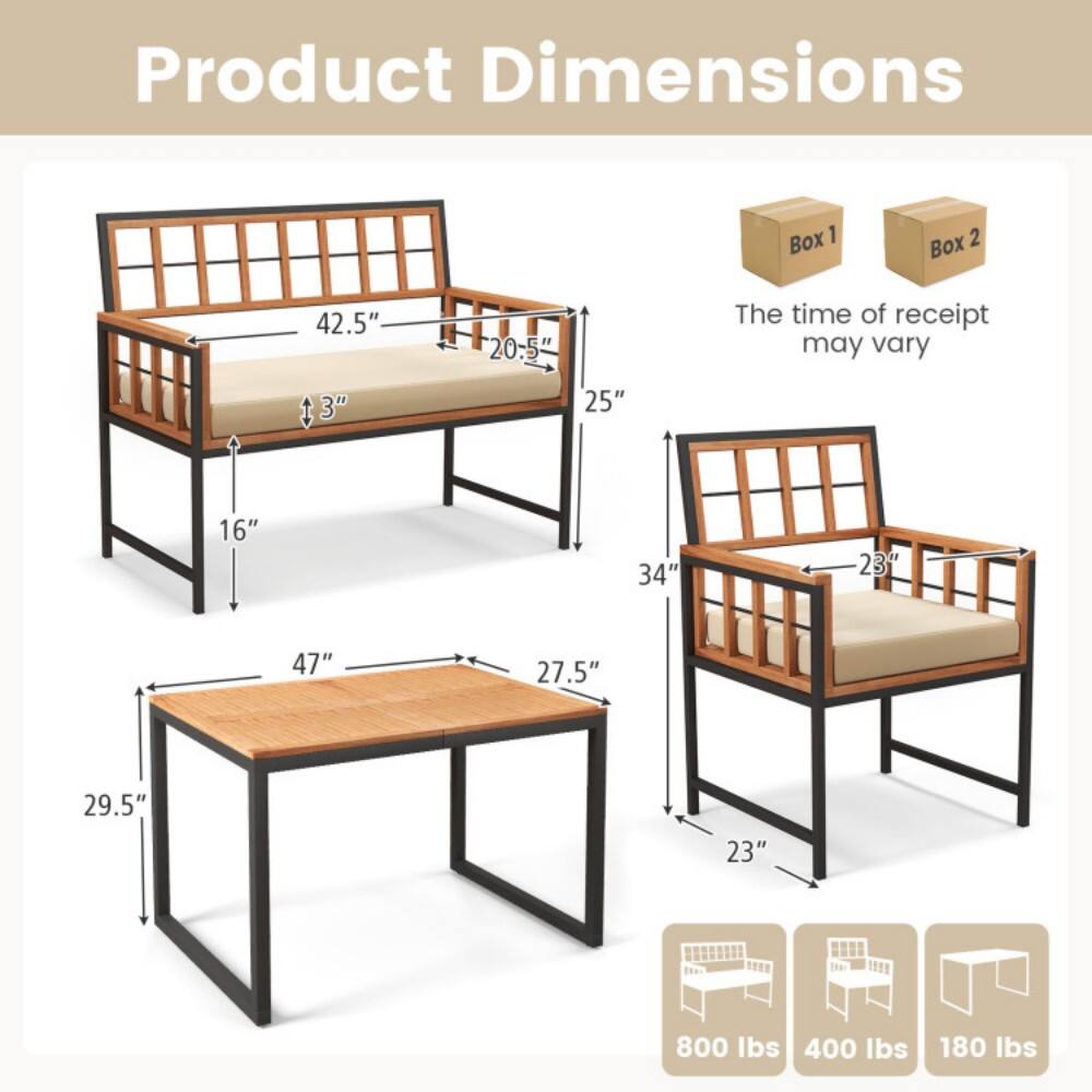 Product Dimensions  
Box 1: 42.5" x 20.5" x 3"  
Box 2: 25" x 16" x 34"  
The time of receipt may vary  
Weight Capacity: 800 lbs, 400 lbs, 180 lbs