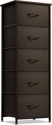 Sorbus - Nightstand with 5 Drawers, Tall Storage Dresser Tower Organizer for Bedroom, Hallway, Closet, College Dorm - Brown