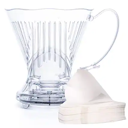 Front. Fabibe - Coffee Dripper And Filters Large 18 Oz Classic Design Safe Bpa Free Plastic Maker Drip Pour Over 100 Coaster Lid 18 (... - Clear.