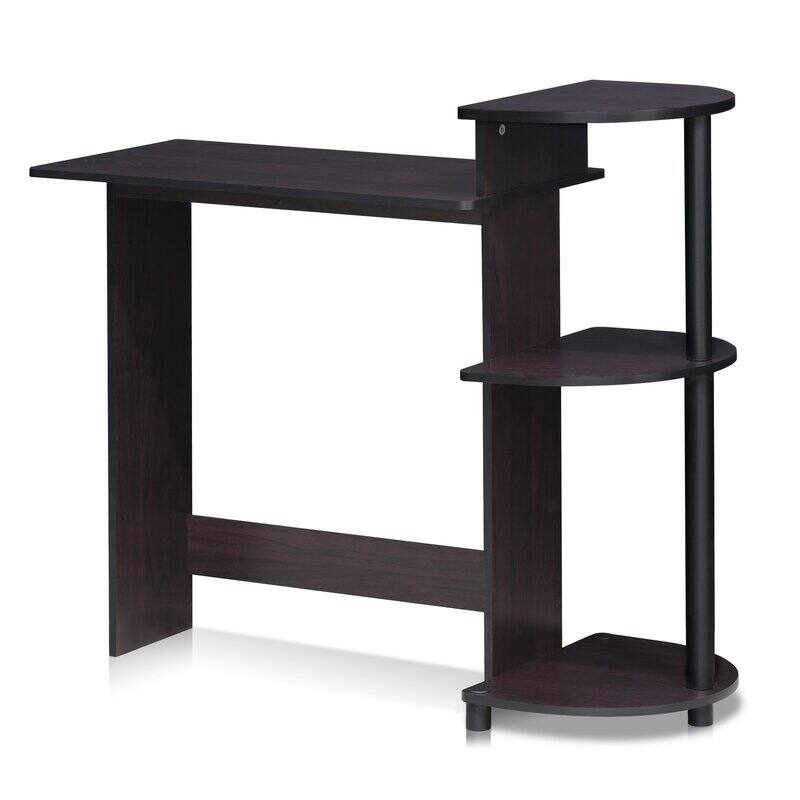 Angle. Hivvago - Contemporary Home Office Computer Desk in Black Finish - Dark Brown.