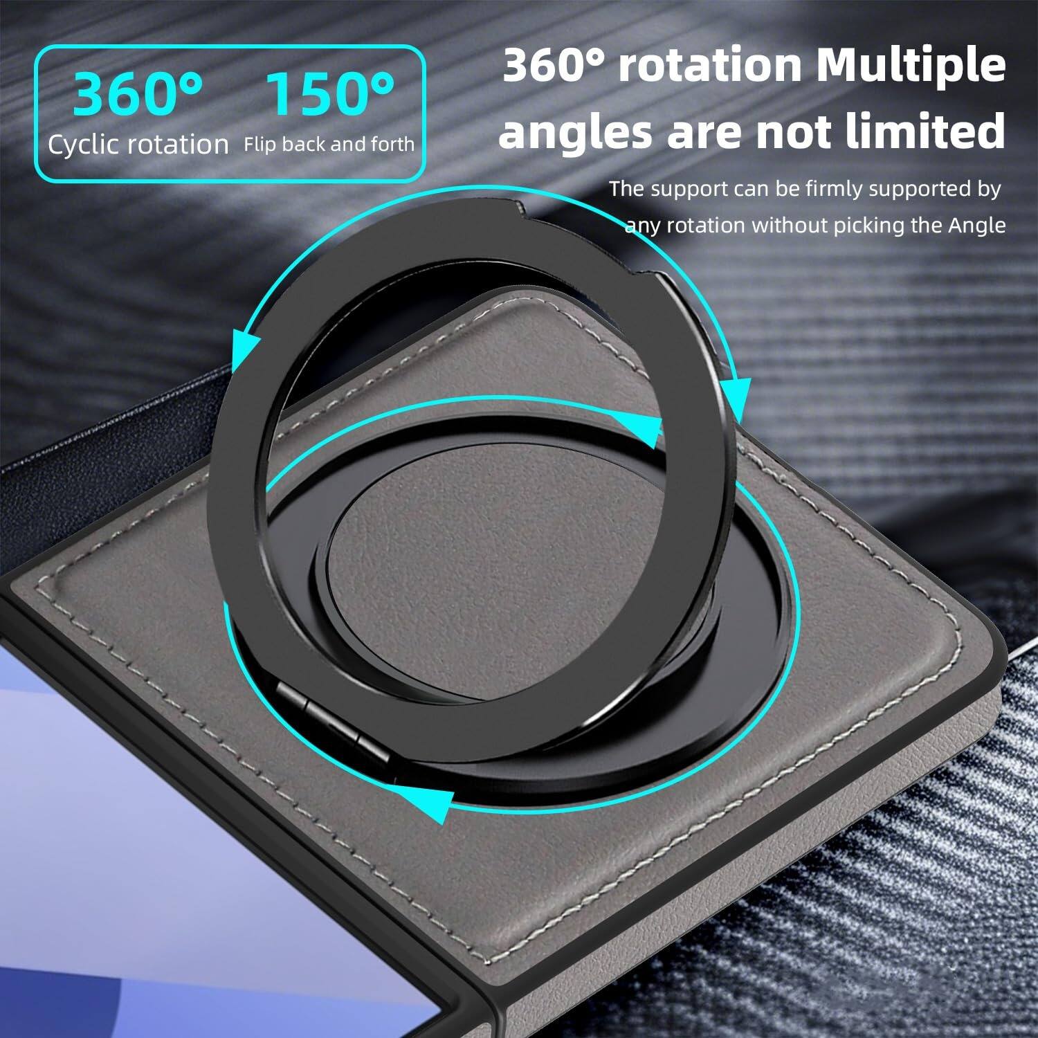 360° 150°  
Cyclic rotation Flip back and forth  
360° rotation Multiple angles are not limited  
The support can be firmly supported by any rotation without picking the Angle