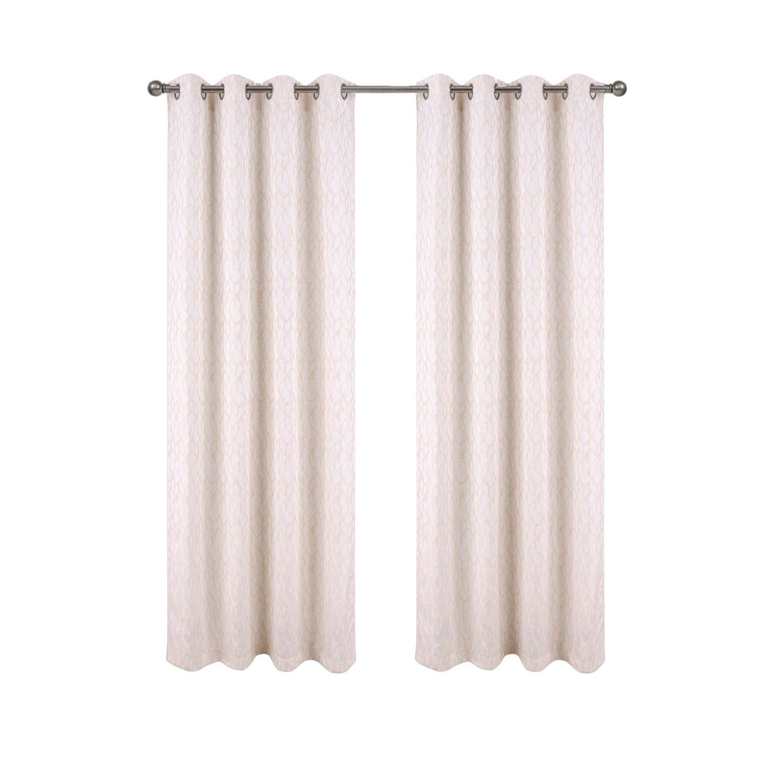 Front. RT Designers Collection - RT Designer Collection Cubix Jacquard Grommet Luxurious Modern Design Curtain Panel 54" x 84" Silver - Silver.