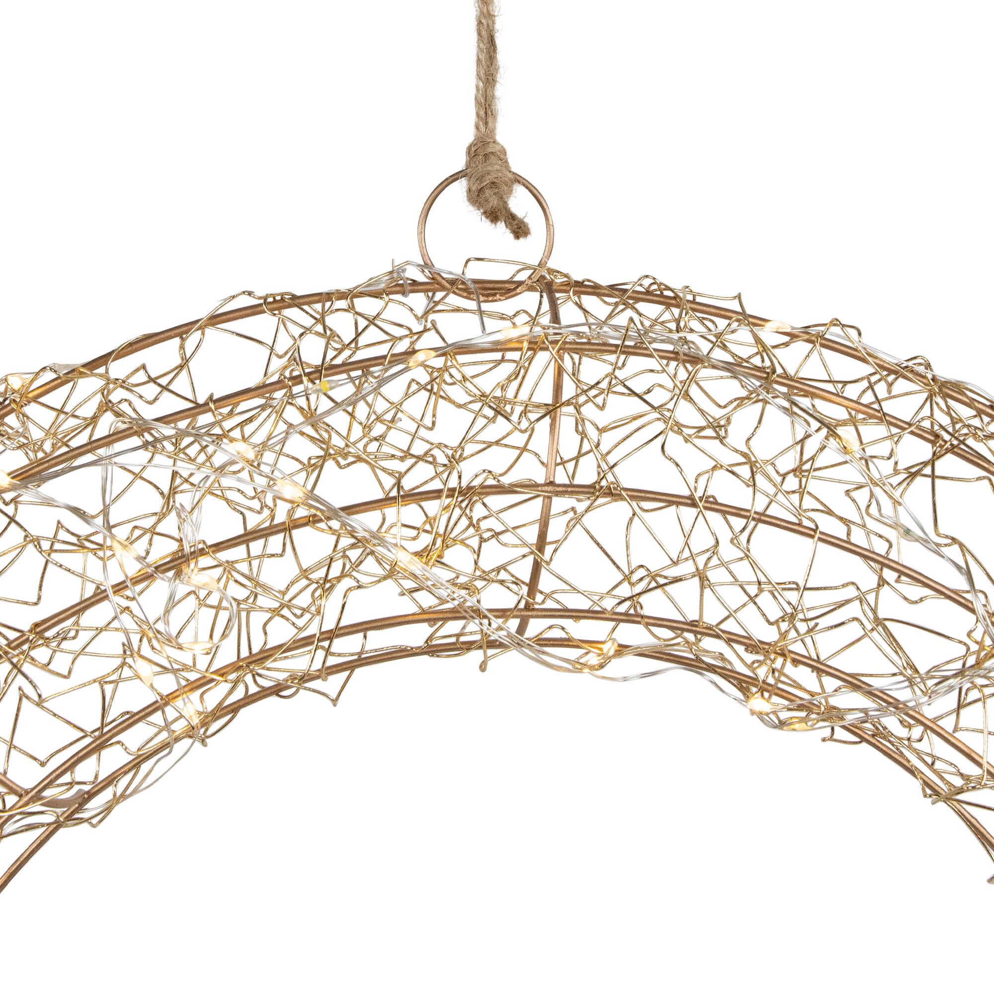 Alt View 6. Northlight - 18" LED Lighted Gold Wire Wreath Outdoor Christmas Decoration - Gold.