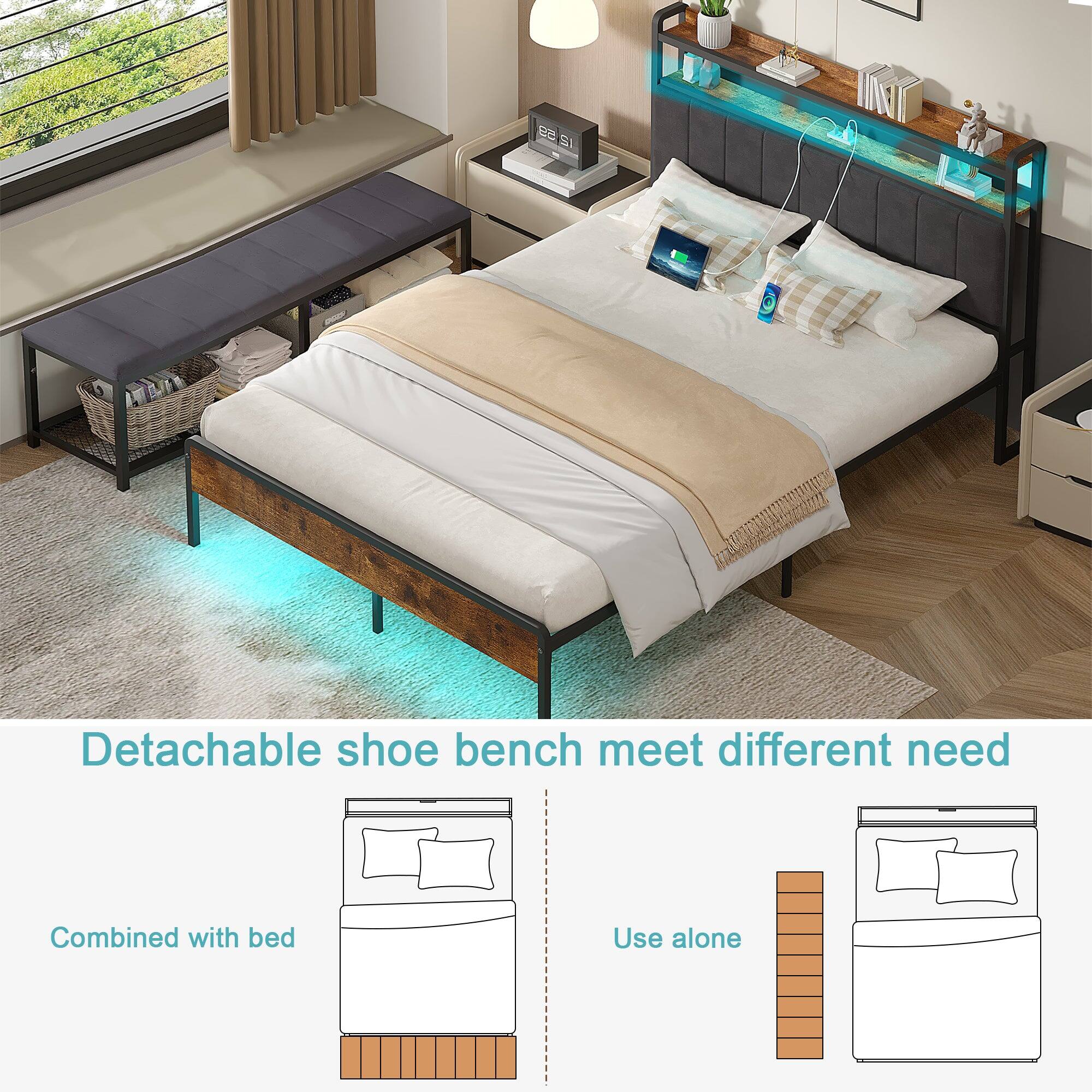 Detachable shoe bench meet different need  
Combined with bed  
Use alone