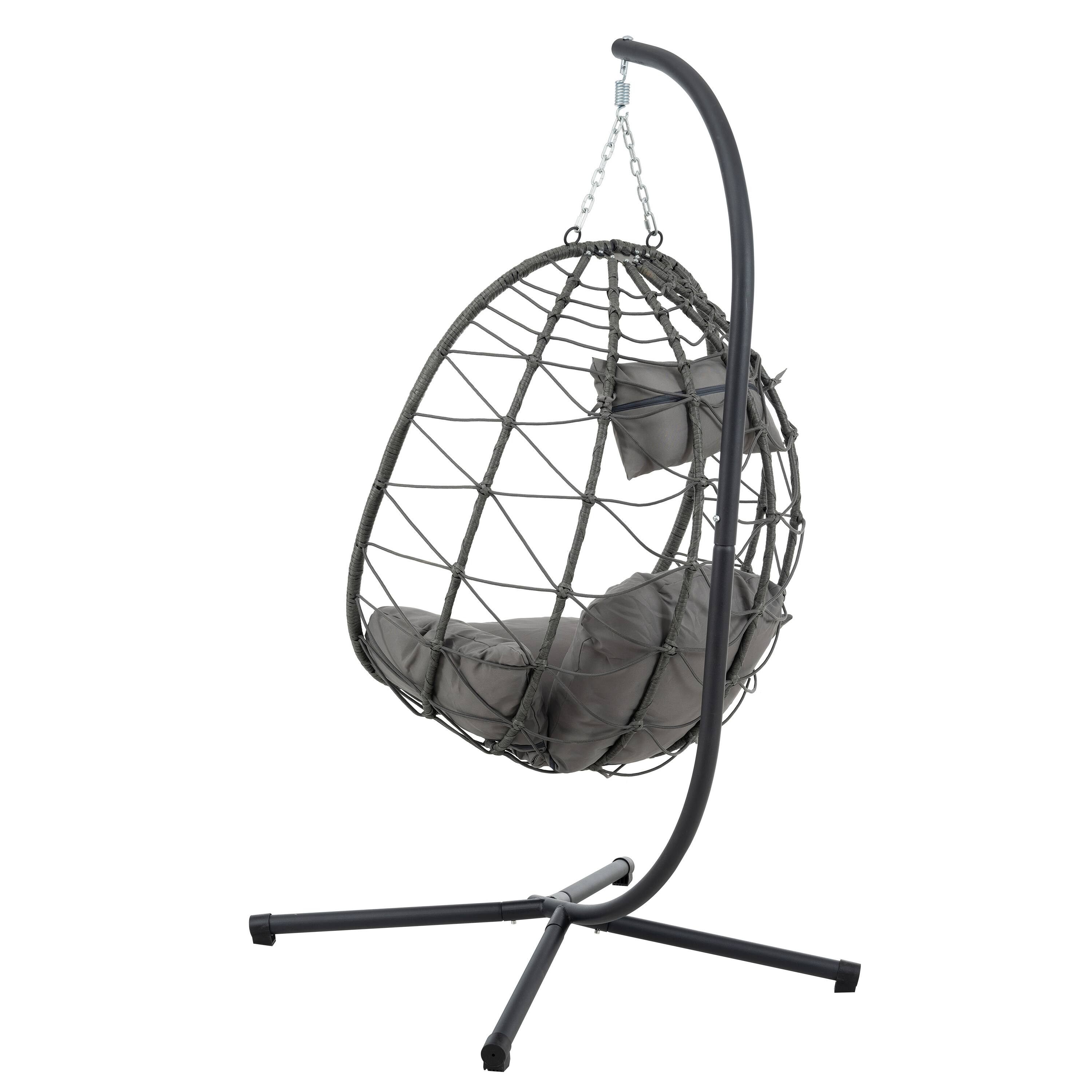 Alt View 2. APRILSOUL - Egg Chair with Stand Indoor Outdoor Swing Chair Patio Wicker Hanging Egg Chair with Stand - Brown.