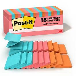 Post-it - Pop-up Notes, 3" x 3", Poptimistic Collection, 100 Sheet/Pad, 18 Pads/Pack (R33018CTCP) - Assorted