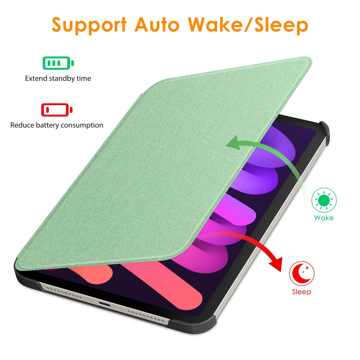 Support Auto Wake/Sleep

- Extend standby time
- Reduce battery consumption