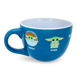 Silver Buffalo - Star Wars: The Mandalorian Grogu "Protect Attack Snack" Ceramic Soup Mug - Blue
