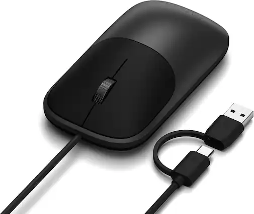 Front. Satechi - Slim LX Wired Mouse - Aluminum Design, USB-C Connectivity, Quiet Click, Optical Tracking, for Mac & PC Setups - Space Black.