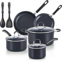 Cooks Standard - Professional Pots and Pans Nonstick Hard Anodized Cookware Set Dishwasher Safe with Stay Cool Handles 10Piece - Black