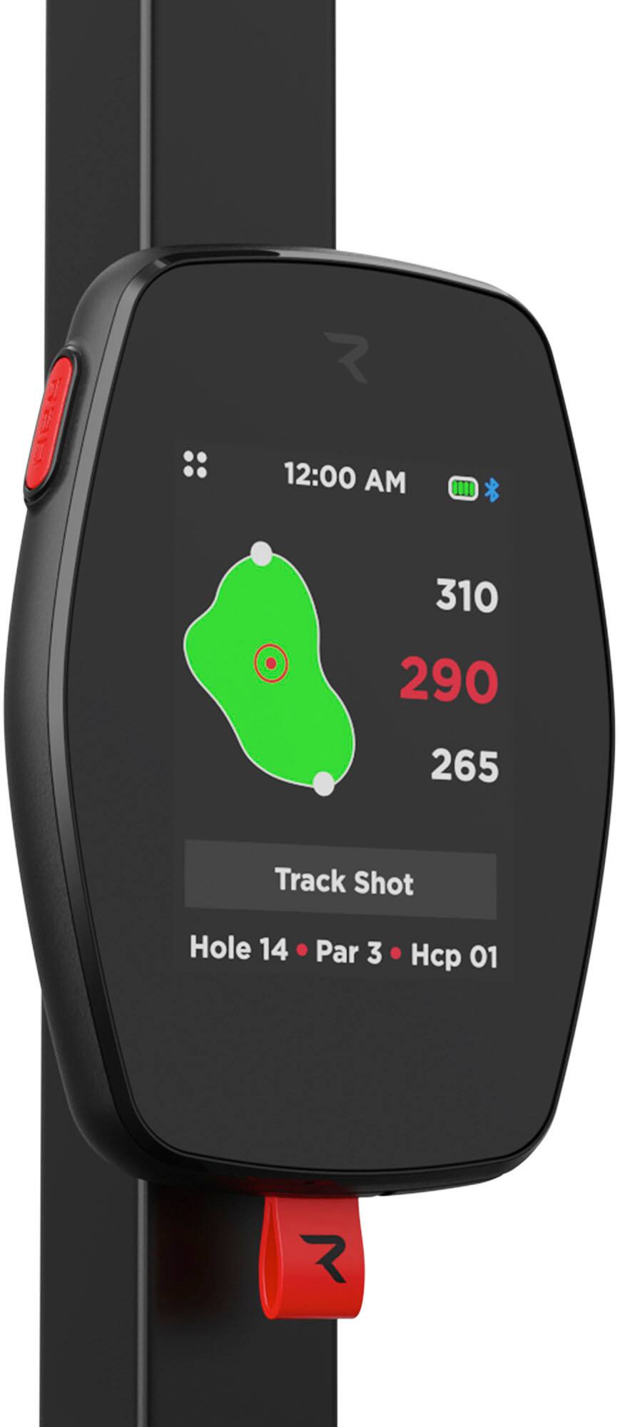 The text on the image reads: "12:00 AM 310 290 265 Track Shot Hole 14 Par 3 Hcp 01." This information is likely related to a golf course, with the numbers representing distances and the "Track Shot" referring to the hole number. The "Hcp 01" could be the player's handicap or a reference to the first hole on the course.