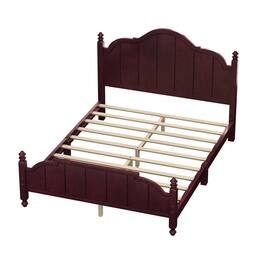 Boyel Living - Queen Size Wooden Bed Frame with Headboard Vintage Platform Bed with Slats Support Easy Assembly - Espresso