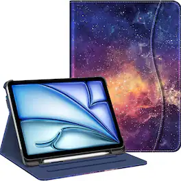 Stock Preferred - iPad Air 11" (M3/M2) Case with Pencil Holder & Pocket – Protective Stand Cover - Galaxy