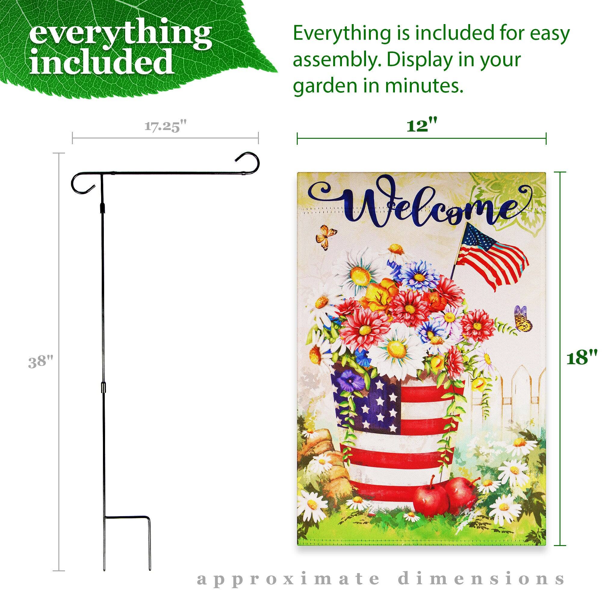 everything included

Everything is included for easy assembly. Display in your garden in minutes.

17.25" 12" Welcome 38" 18" approximate dimensions