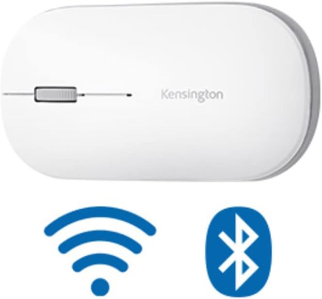 Angle. Kensington - Kensington SureTrack Dual Wireless Mouse - Optical - Wireless - Bluetooth/Radio Frequency - 2.40 GHz - White - USB 2.0 - White.