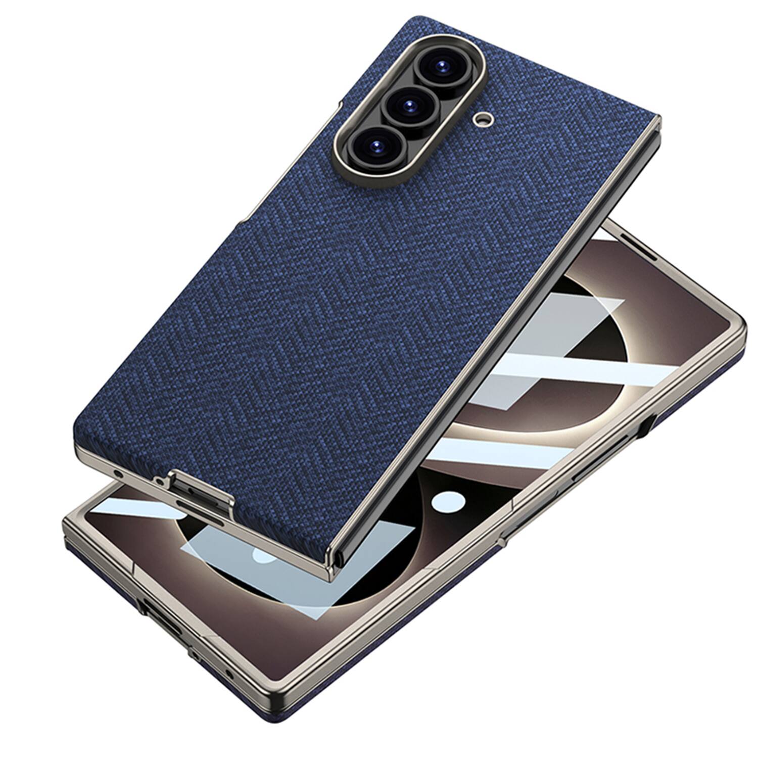 Back. Dteck - Magnetic Slim Case for Samsung Galaxy Z Fold8 Ultra,Built-in Screen Protector,Shock-absorbent PU Leather Back Cover - Gray.