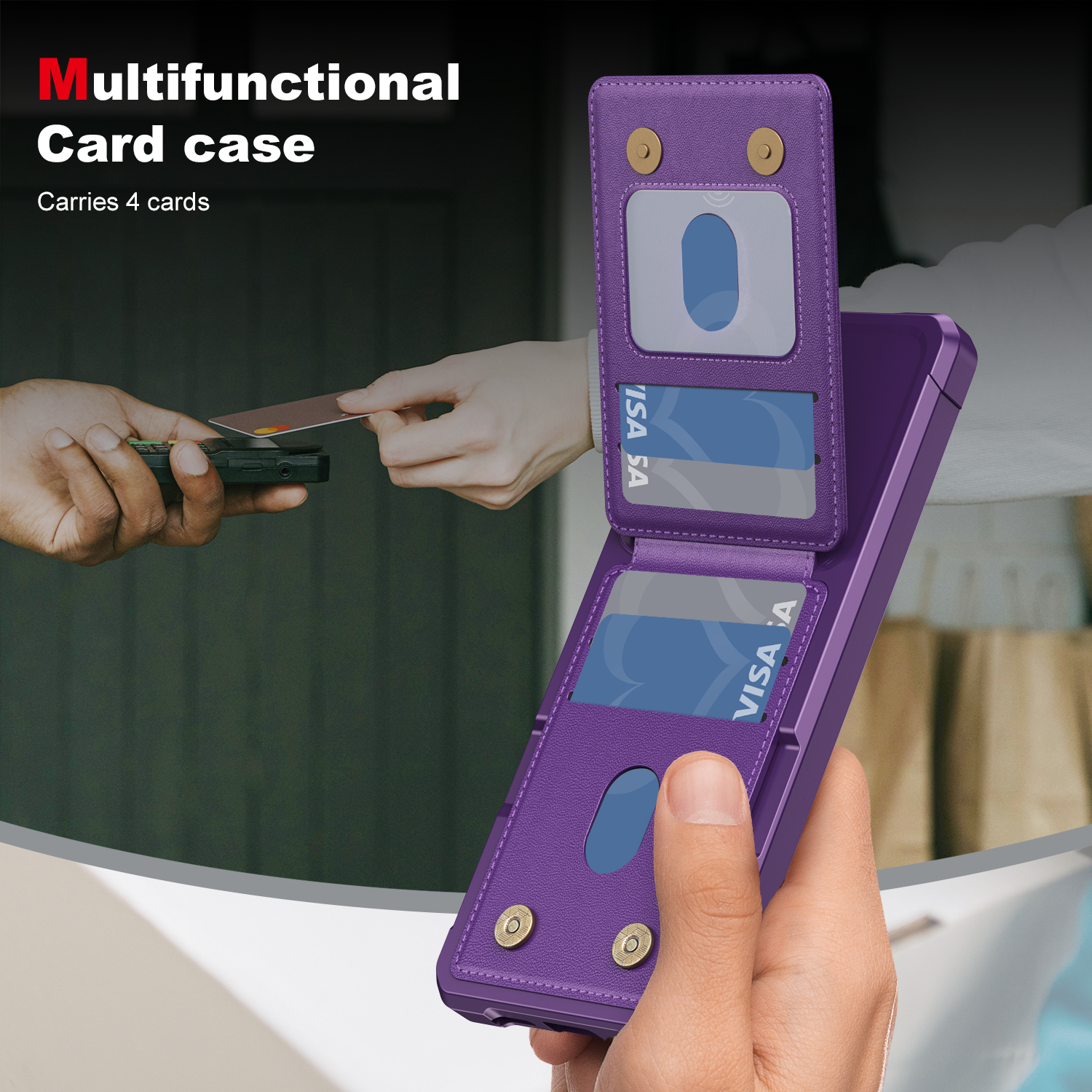 Multifunctional Card case  
Carries 4 cards